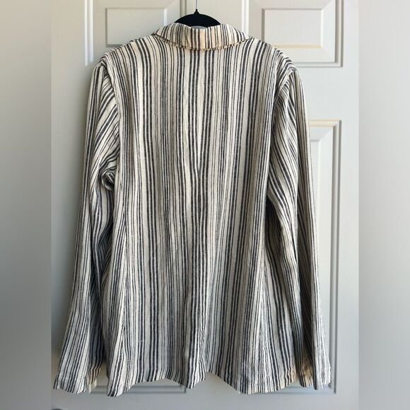 Anthropologie Sanctuary Linen Blazer Jacket Striped Minimalist Large - Picture 5 of 5